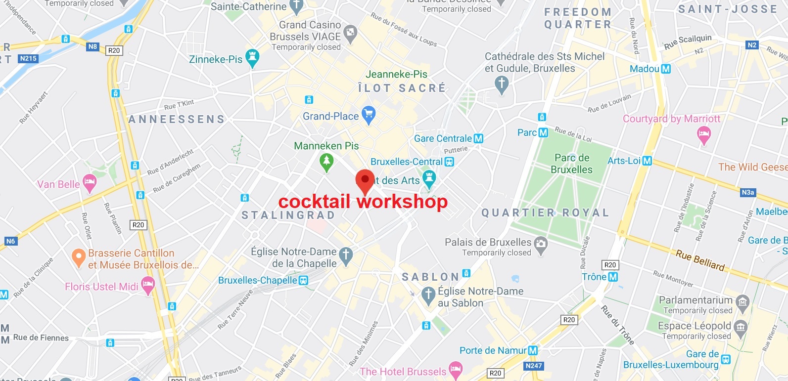 Trefpunt voor de cocktailworkshop in Brussel