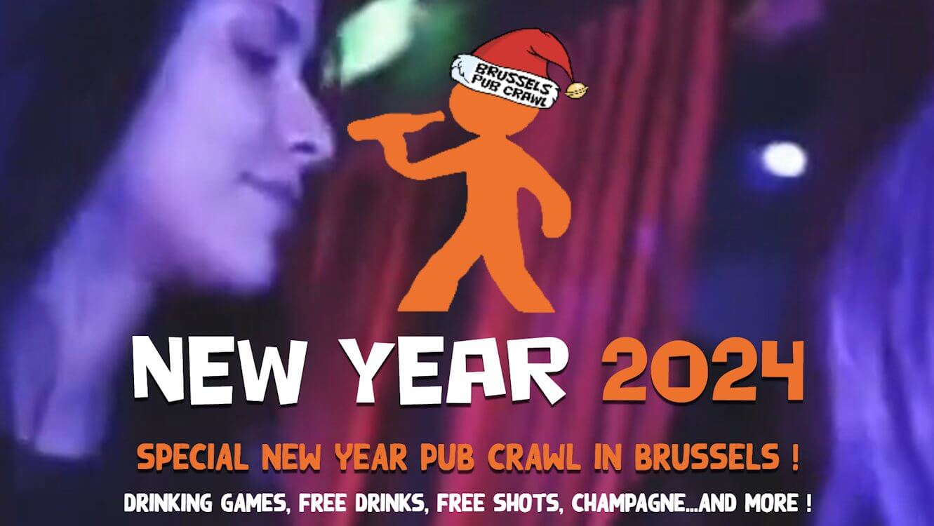 new year party pub crawl brussels 2024 logo